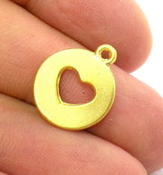 4 Heart Charms Gold Plated Charms  (15 mm)  G2925
