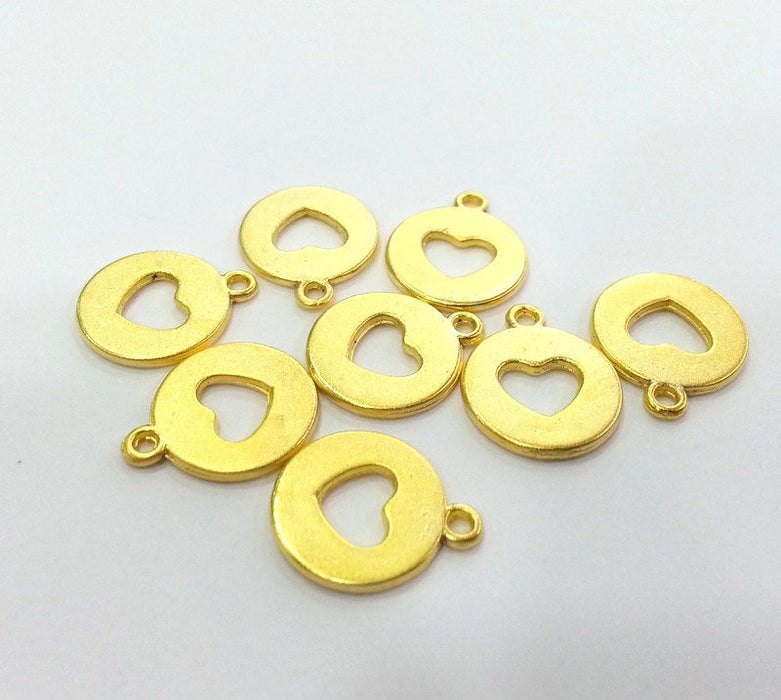 4 Heart Charms Gold Plated Charms  (15 mm)  G2925