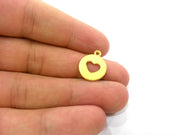 4 Heart Charms Gold Plated Charms  (15 mm)  G2925