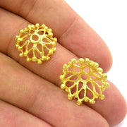 4 Pcs (16x6 mm)  Bead Caps,Cone Findings  , Gold Plated Brass G2927