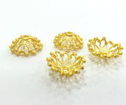 4 Pcs (16x6 mm)  Bead Caps,Cone Findings  , Gold Plated Brass G2927