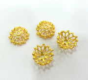 4 Pcs (16x6 mm)  Bead Caps,Cone Findings  , Gold Plated Brass G2927