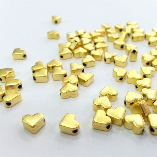 100 Pcs (7 mm) Gold Plated  Heart Charms  G9819