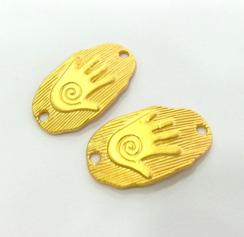 2 Hand Charms Connector Matt Gold Charm  (33x19 mm)  G2933
