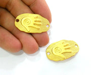 2 Hand Charms Connector Matt Gold Charm  (33x19 mm)  G2933