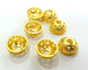 4 Gold Bead Caps (12x6 mm)  Findings, Gold Plated Brass  G14362
