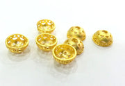 4 Gold Bead Caps (12x6 mm)  Findings, Gold Plated Brass  G14362