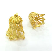 2 Pcs  (25x16 mm )  Cone Findings , Gold Plated Brass G11491