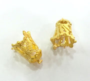 2 Pcs  (25x16 mm )  Cone Findings , Gold Plated Brass G11491