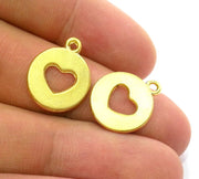 4 Heart Charms Gold Plated Charms  (15 mm)  G2925