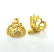 2 Gold Cone Findings , Gold Plated Brass 2 Pcs  (16x12 mm )  G2928