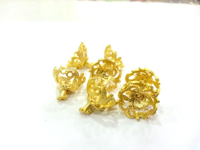 2 Gold Cone Findings , Gold Plated Brass 2 Pcs  (16x12 mm )  G2928