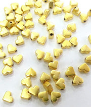 10 Pcs (7 mm) Gold Plated Heart Charms ,  G9819