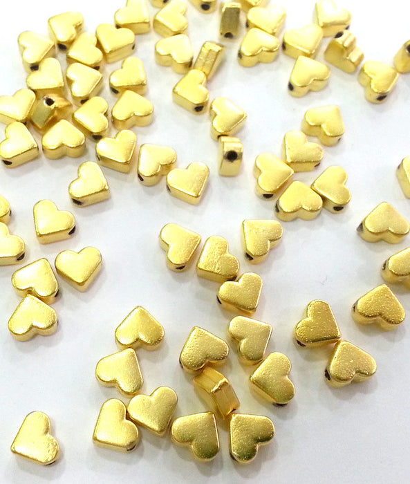 100 Pcs (7 mm) Gold Plated  Heart Charms  G9819