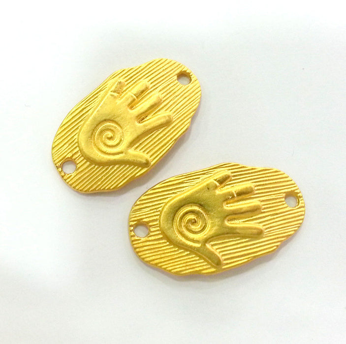 2 Hand Charms Connector Matt Gold Charm  (33x19 mm)  G2933