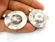 Antique Silver Plated Brass Pendant  (34 mm)  G2969