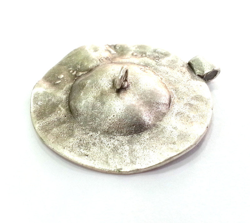 Antique Silver Plated Brass Pendant  (34 mm)  G2969