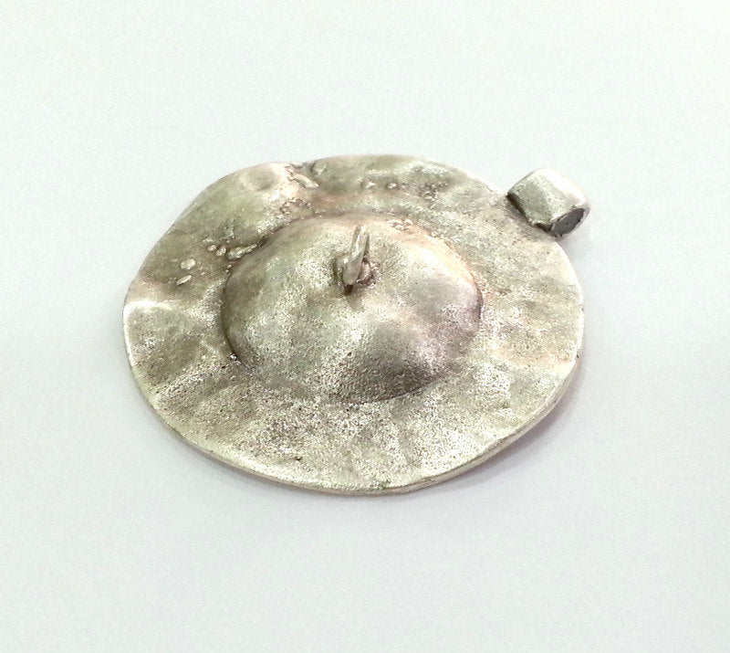 Antique Silver Plated Brass Pendant  (34 mm)  G2969