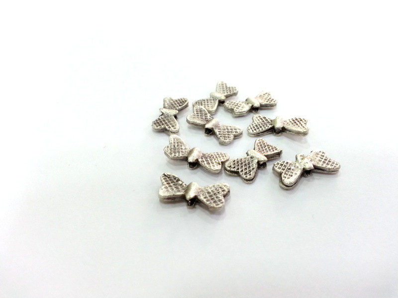 6 Silver Charm Antique Silver Plated Brass Charms 6 pcs (14x6 mm) G2970