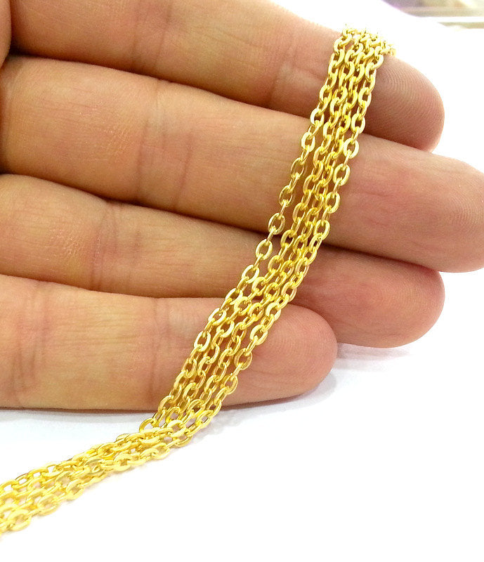 Gold Chain Cable Chain Gold Plated Chain 1 Meter - 3.3 Feet  (2x3 mm) G2987