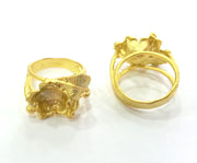 Gold Plated Brass Flower Ring Blank ,  (10mm Blank)  G165
