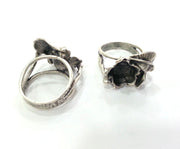 Silver Ring Bezel Base Settings Blank Cabochon Base Mountings Oxidized Silver Plated Brass (8 mm Blank)  G2998