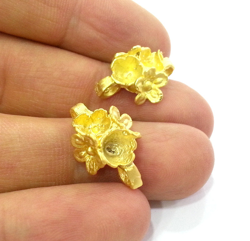 2 Pcs Gold Plated  Flower Connector ,Charms   G190