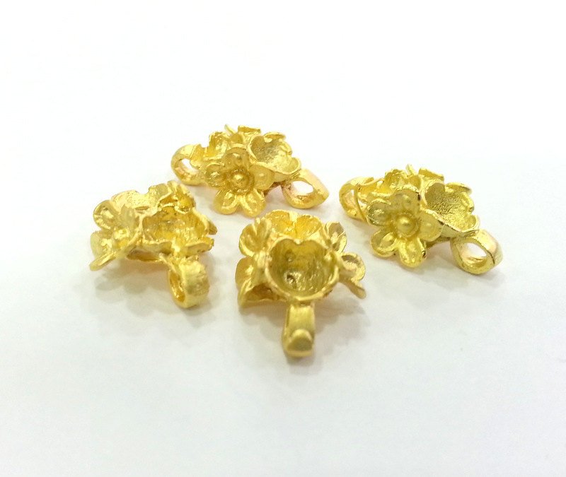 2 Pcs Gold Plated  Flower Connector ,Charms   G190