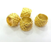 2 Knitting Tube Beads , Gold Plated Brass  (15x13 mm) G2994