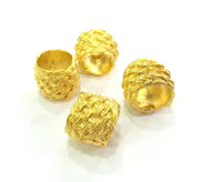 2 Knitting Tube Beads , Gold Plated Brass  (15x13 mm) G2994