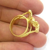 Gold Plated Brass Flower Ring Blank ,  (10mm Blank)  G165