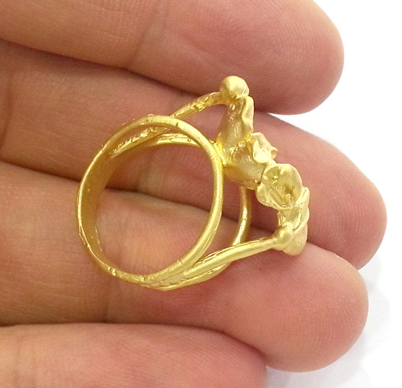 Gold Plated Brass Flower Ring Blank ,  (10mm Blank)  G165