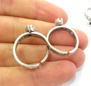 Ring Blank Ring Base Bezel Setting  Antique Silver Plated Brass , Findings  G3010