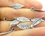 10 Silver Charms Leaf Charms Antique Silver Plated Brass  (20x7 mm)  G12932