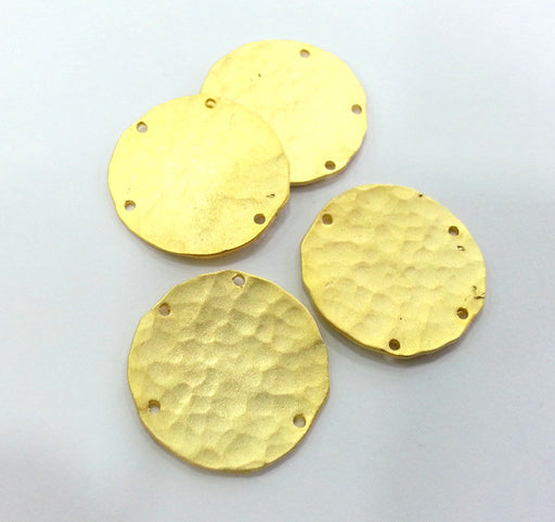 4 Pcs Gold Plated Brass  Round Charms G13369