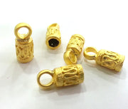 4 Gold Cord End Gold Plated Brass Cone Cord Ends,Findings 4 Pcs (2 sets)  G1