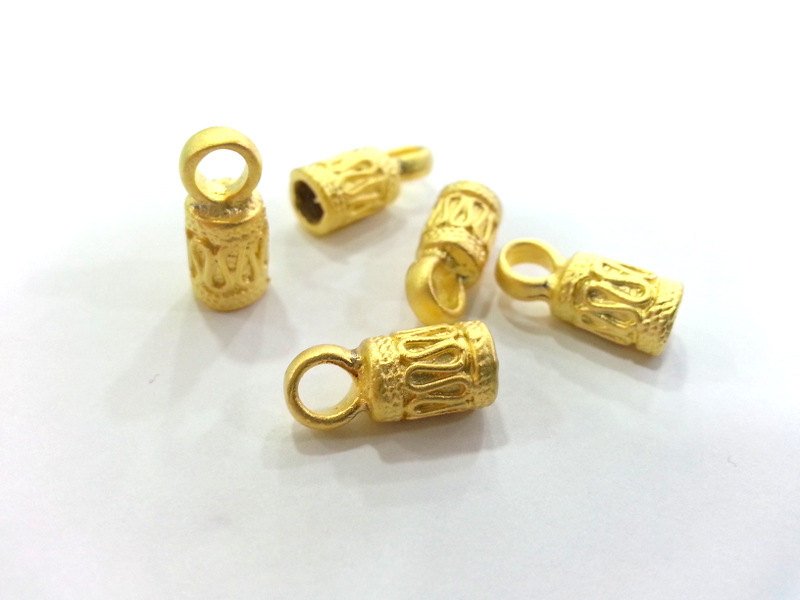4 Gold Cord End Gold Plated Brass Cone Cord Ends,Findings 4 Pcs (2 sets)  G1
