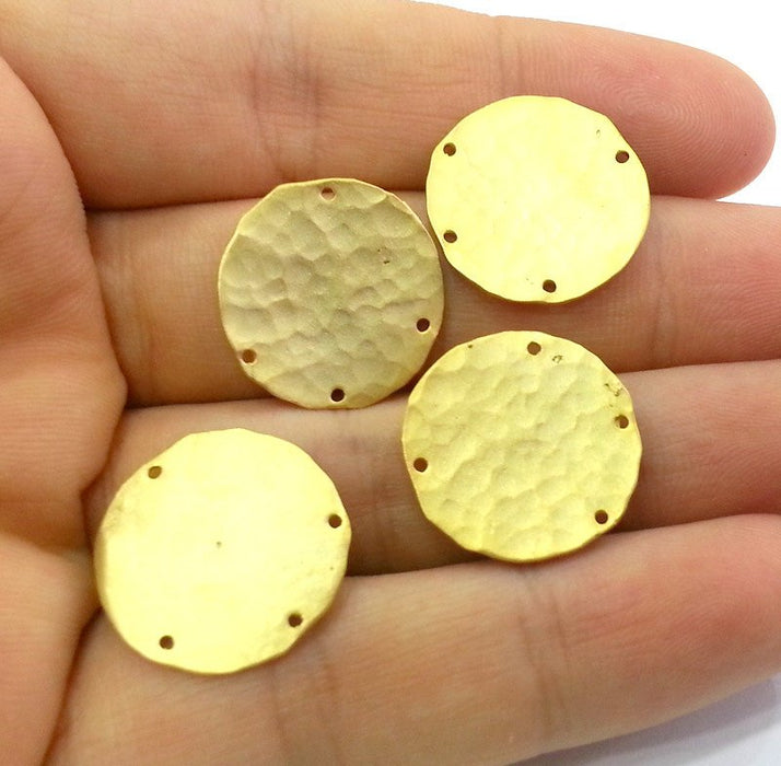 4 Pcs Gold Plated Brass  Round Charms G13369