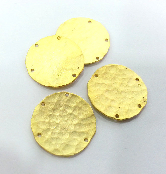 4 Pcs Gold Plated Brass  Round Charms G13369