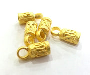 4 Gold Cord End Gold Plated Brass Cone Cord Ends,Findings 4 Pcs (2 sets)  G1