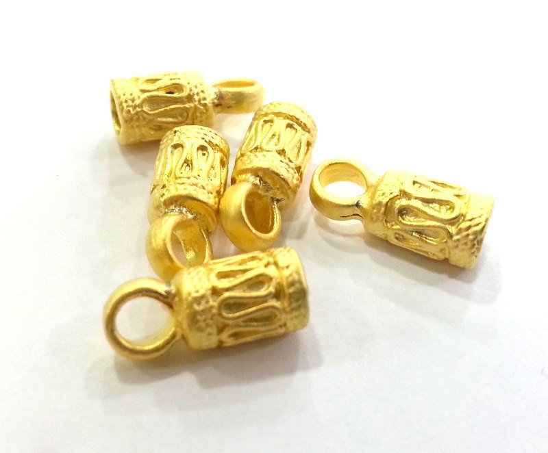 4 Gold Cord End Gold Plated Brass Cone Cord Ends,Findings 4 Pcs (2 sets)  G1