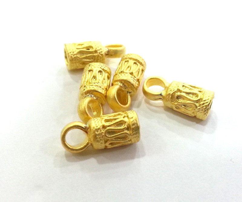 4 Gold Cord End Gold Plated Brass Cone Cord Ends,Findings 4 Pcs (2 sets)  G1