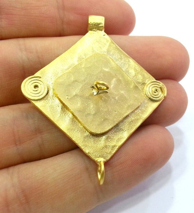 Gold Plated Brass Pendant  (40x40mm)  G3014