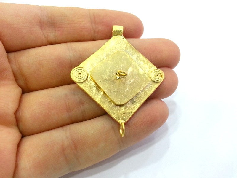 Gold Plated Brass Pendant  (40x40mm)  G3014