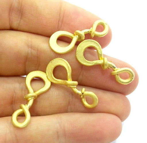 4 pcs (18x13 mm)  Knot Charms , Gold Plated Brass G3015