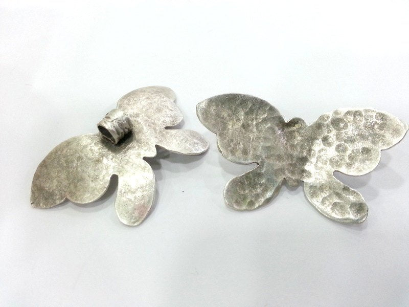 Butterfly Connector Pendant Antique Silver Plated Brass  G3020
