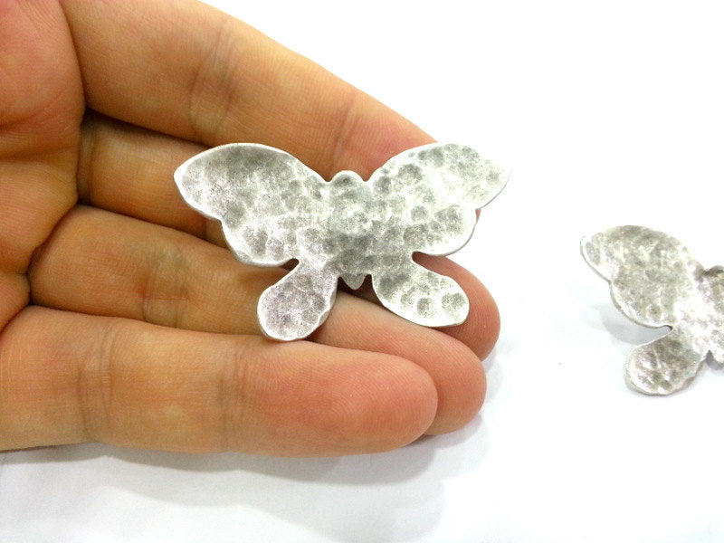 Butterfly Connector Pendant Antique Silver Plated Brass  G3020