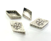 2 Pcs (28x16 mm) Oxidized Silver Plated Brass Connector  Pendants G3021