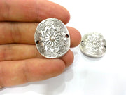 2 Silver Connector Silver Plated Connector  with two holes, Pendant  (29x22 mm)  G3023