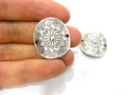 2 Silver Connector Silver Plated Connector  with two holes, Pendant  (29x22 mm)  G3023